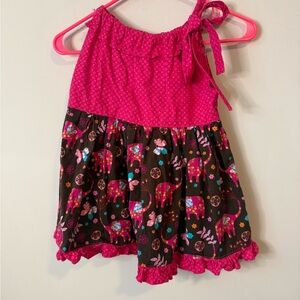 Boutique Pink Ruffled floral top size 8 girls
